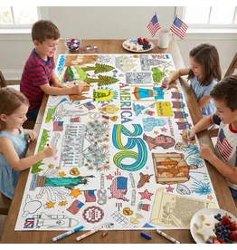 USA Patriotic America 250 Coloring Tablecloth