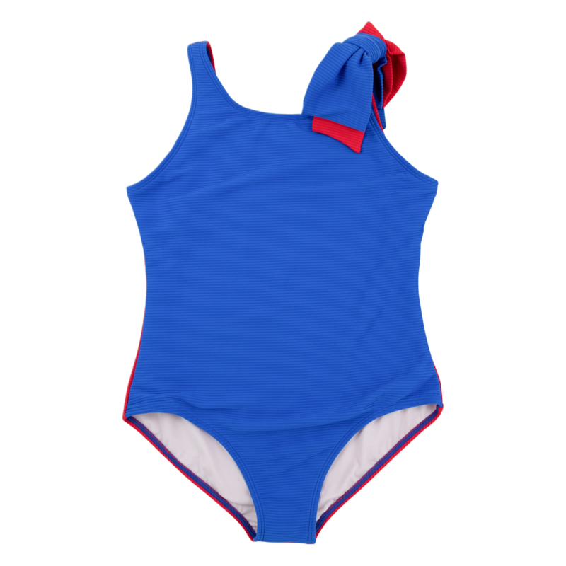 The Beaufort Bonnet Company TBBC Brookhaven Bow Suit - Rockefeller Royal/Richmond Red