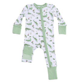 Angel Dear Angel Dear Zipper Romper - Crayon Alligators