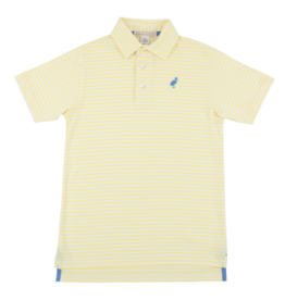 The Beaufort Bonnet Company TBBC Prim & Proper Polo - Lake Worth Yellow Stripe/Barbados Blue