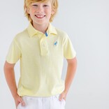 The Beaufort Bonnet Company TBBC Prim & Proper Polo - Lake Worth Yellow Stripe/Barbados Blue