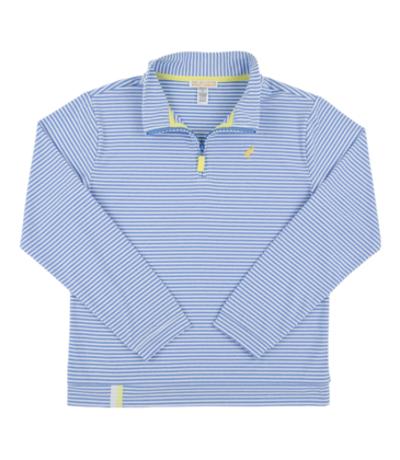 The Beaufort Bonnet Company TBBC Prepletic Hayword Half Zip - Barbados Blue Stripe/Self