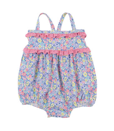The Beaufort Bonnet Company TBBC St. Bart's Bubble Bathing Suit - Briar Patch Petals/Hamptons Hot Pink