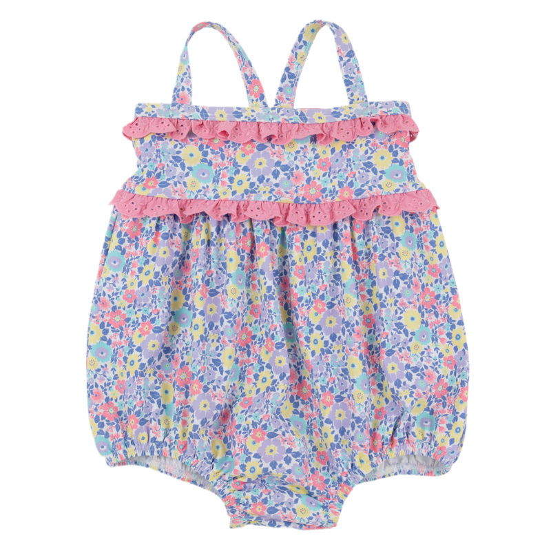 The Beaufort Bonnet Company TBBC St. Bart's Bubble Bathing Suit - Briar Patch Petals/Hamptons Hot Pink
