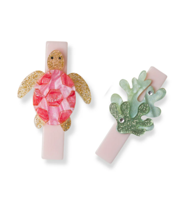 Lilies & Roses Sea Turtle Pink Hair Clips