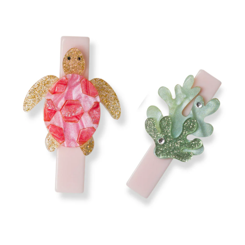 Lilies & Roses Sea Turtle Pink Hair Clips
