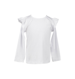 The Proper Peony The Proper Peony LS White Flutter Sleeve Shirt