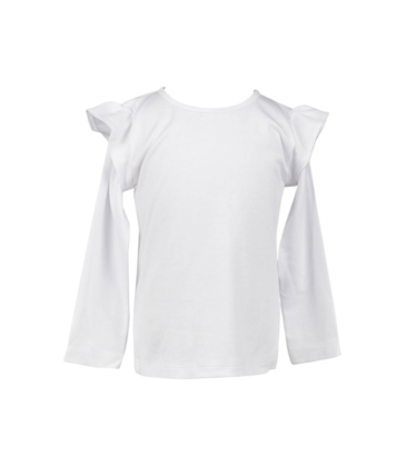 The Proper Peony *Pre-Order* The Proper Peony LS White Flutter Sleeve Shirt