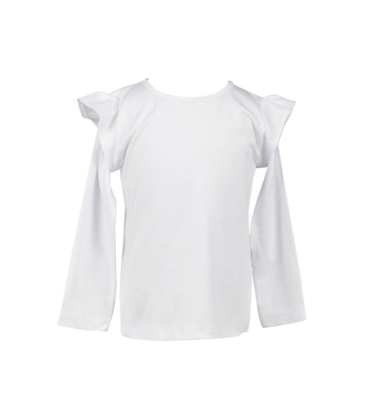 The Proper Peony The Proper Peony LS White Flutter Sleeve Shirt
