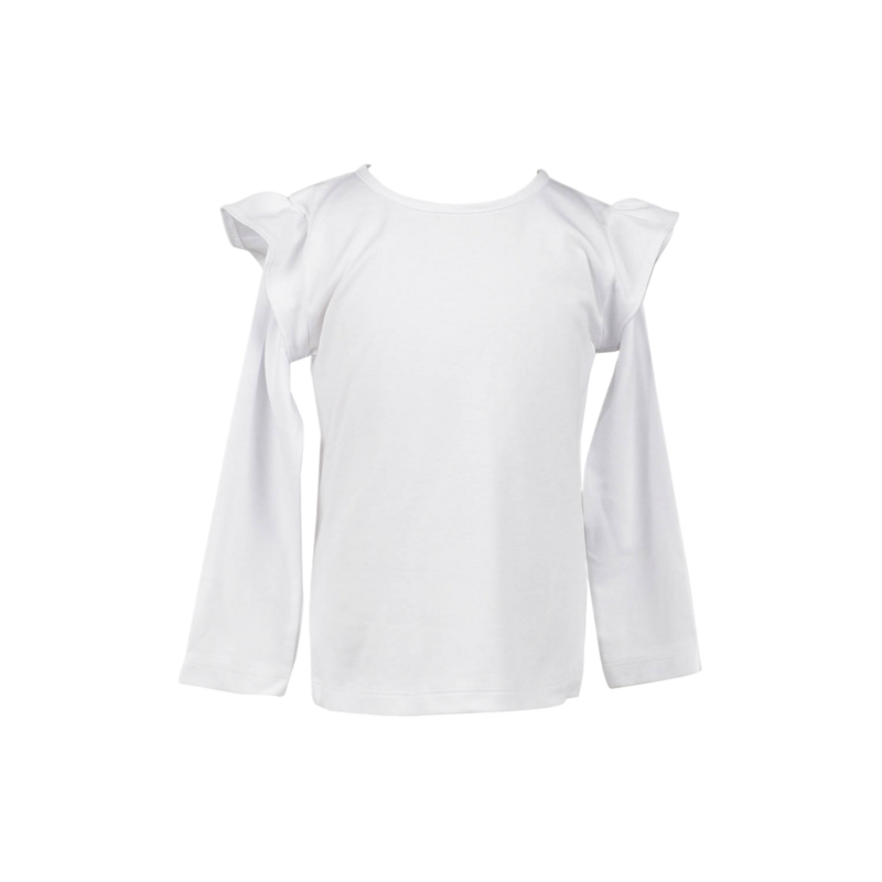 The Proper Peony *Pre-Order* The Proper Peony LS White Flutter Sleeve Shirt