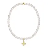 enewton enewton egirl Classic Pearl 3mm Bracelet - Signature Cross Gold Charm