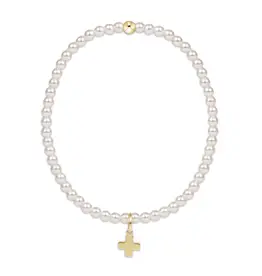 enewton enewton egirl Classic Pearl 3mm Bracelet - Signature Cross Gold Charm