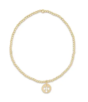 enewton enewton egirl Classic Gold 2mm Bead Bracelet - Guardian Angel Small Gold Disc