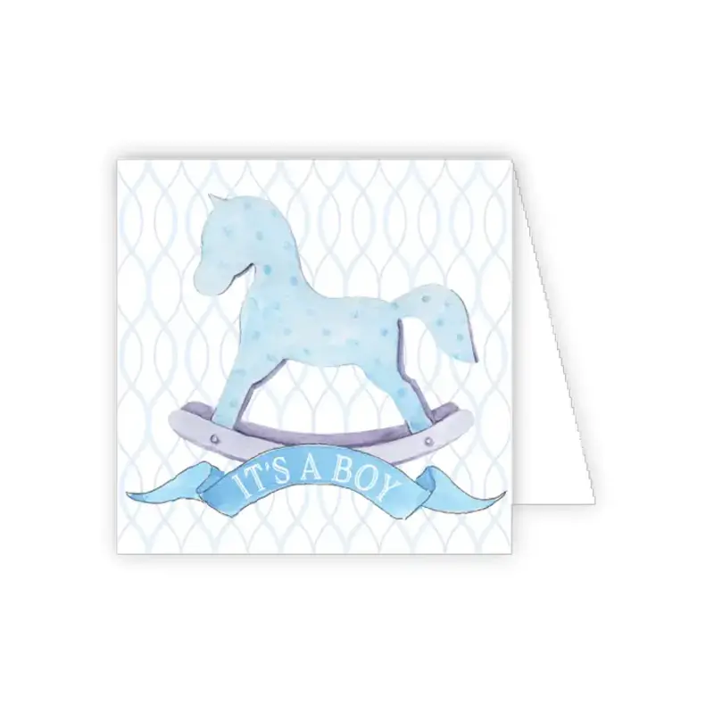 RoseanneBeck Collections It's A Boy Blue Rocking Horse Enclosure Card