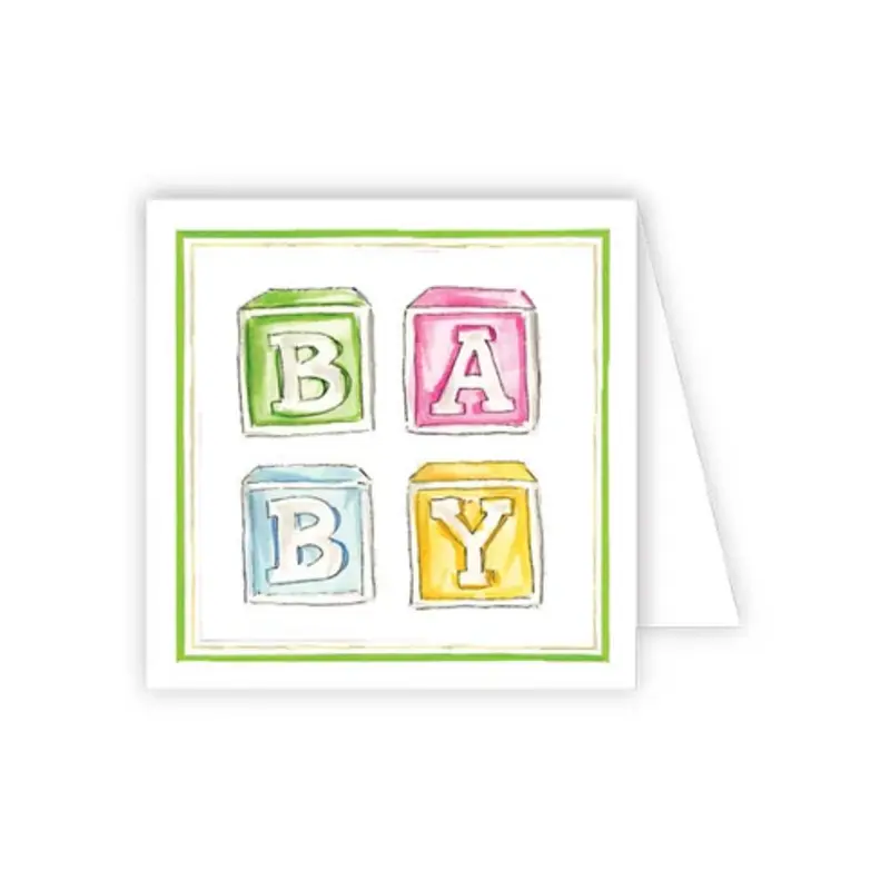 RoseanneBeck Collections Handpainted Baby Blocks Enclosure Card
