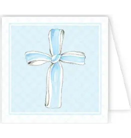 RoseanneBeck Collections Handpainted Blue Ribbon Cross Enclosure Card