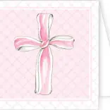 RoseanneBeck Collections Handpainted Pink Ribbon Cross Enclosure Card