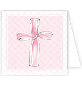 RoseanneBeck Collections Handpainted Pink Ribbon Cross Enclosure Card
