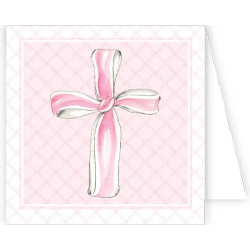 RoseanneBeck Collections Handpainted Pink Ribbon Cross Enclosure Card