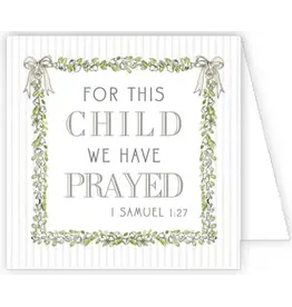 RoseanneBeck Collections Baby Verse White Floral Frame and Bows Enclosure Card