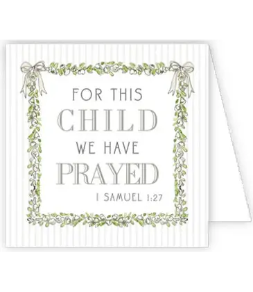 RoseanneBeck Collections Baby Verse White Floral Frame and Bows Enclosure Card