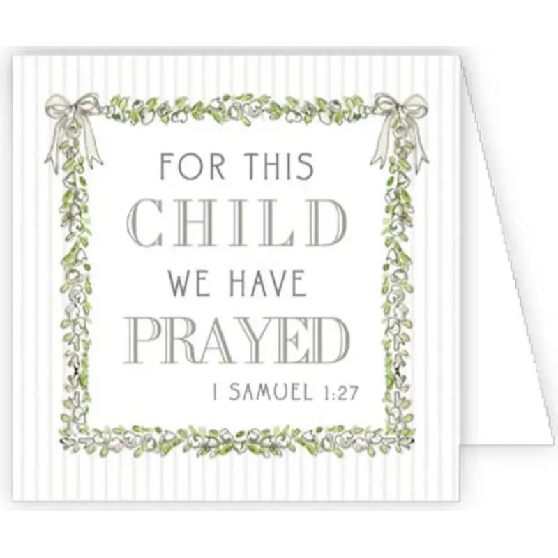 RoseanneBeck Collections Baby Verse White Floral Frame and Bows Enclosure Card