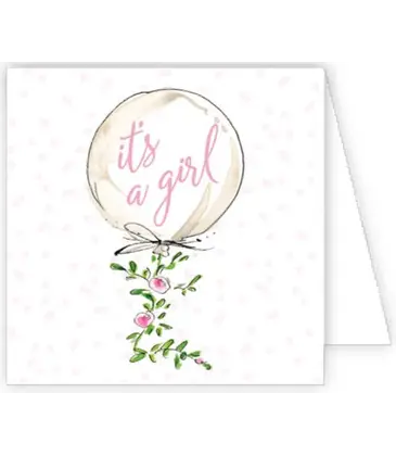 RoseanneBeck Collections Its A Girl Welcome Little One Balloon Enclosure Card