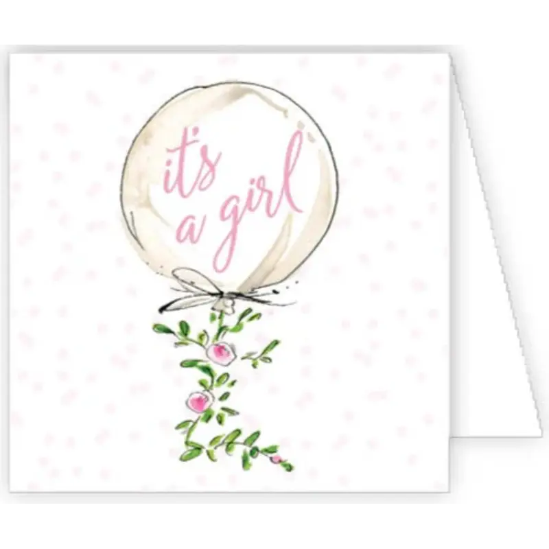 RoseanneBeck Collections Its A Girl Welcome Little One Balloon Enclosure Card