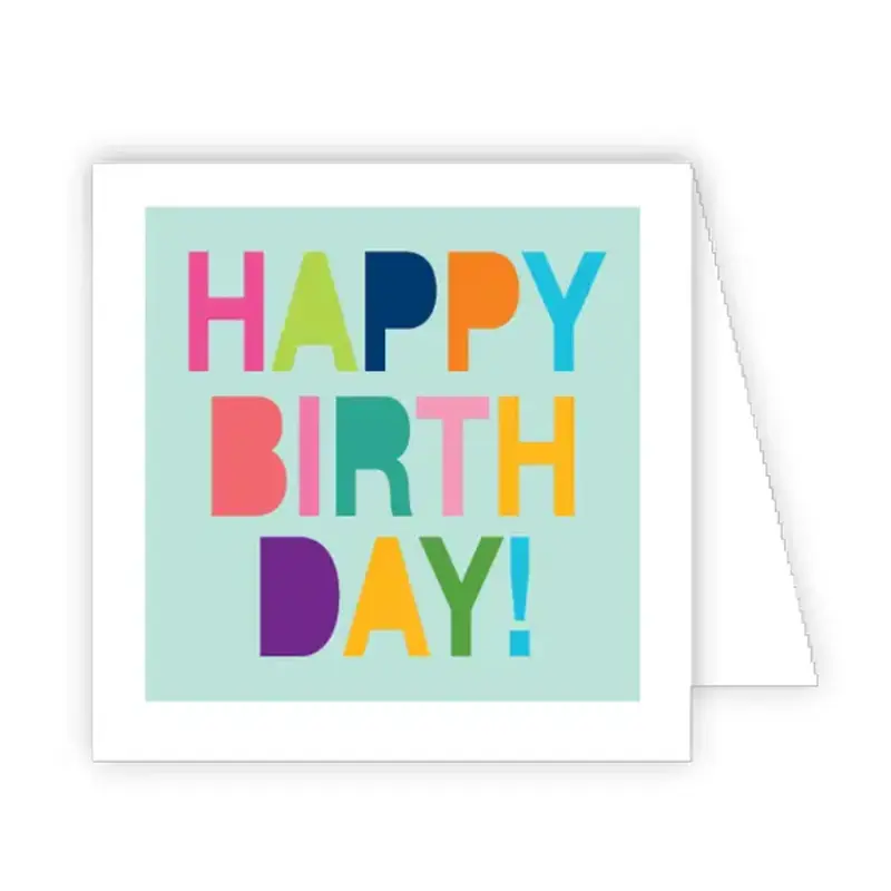 RoseanneBeck Collections Happy Birthday Colorful Block Enclosure Card