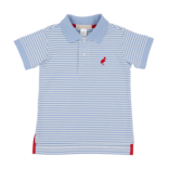 The Beaufort Bonnet Company TBBC Prim & Proper Polo - Beale Street Blue Stripe/Richmond Red
