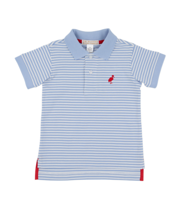 The Beaufort Bonnet Company TBBC Prim & Proper Polo - Beale Street Blue Stripe/Richmond Red