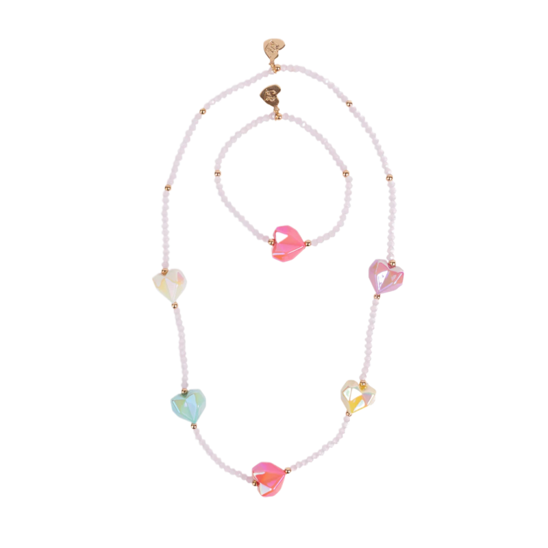 Great Pretenders Great Pretenders Heart Geode Necklace & Bracelet Set
