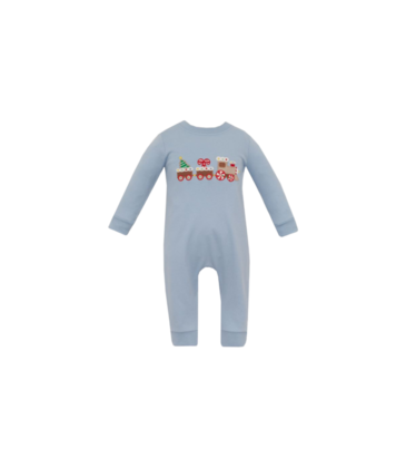 Claire & Charlie Claire & Charlie Gingerbread Train Long Romper