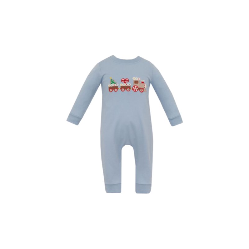 Claire & Charlie Claire & Charlie Gingerbread Train Long Romper