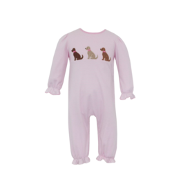 Claire & Charlie Claire & Charlie Labrador Pink Stripe Long Romper