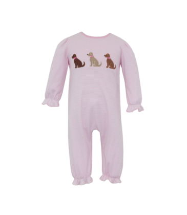 Claire & Charlie Claire & Charlie Labrador Pink Stripe Long Romper