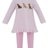 Claire & Charlie Claire & Charlie Labrador Pink Stripe Tunic Set