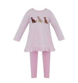 Claire & Charlie Claire & Charlie Labrador Pink Stripe Tunic Set