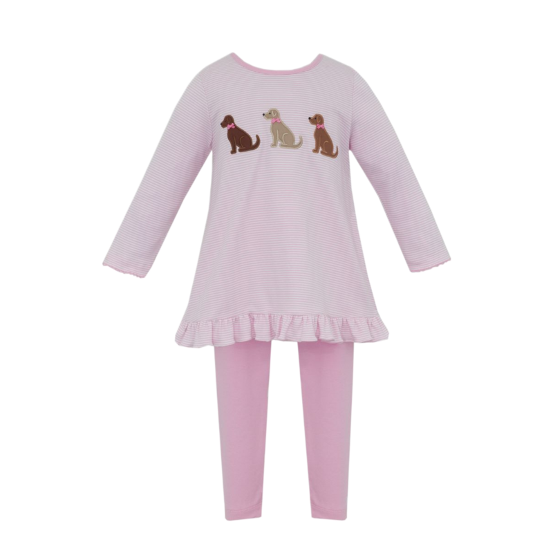 Claire & Charlie Claire & Charlie Labrador Pink Stripe Tunic Set