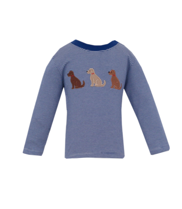 Claire & Charlie Claire & Charlie Labrador Navy Stripe T-Shirt