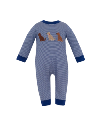 Claire & Charlie Claire & Charlie Labrador Navy Stripe Long Romper