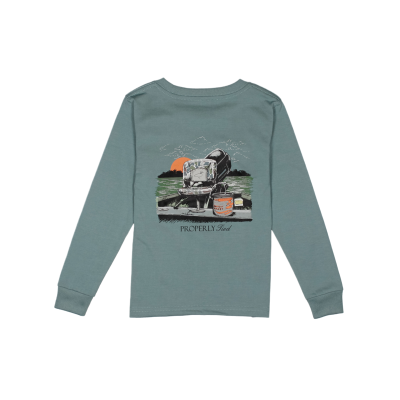 Properly Tied Properly Tied Steel Blue LS Tee - Gone Fishin'