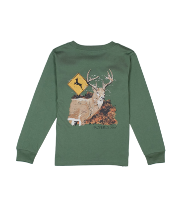Properly Tied Properly Tied Fern Green LS Tee - Deer Crossing