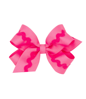 Wee Ones Wee Ones Medium Hot Pink Ric-Rac Trim Bow