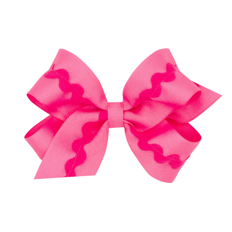 Wee Ones Wee Ones Medium Hot Pink Ric-Rac Trim Bow