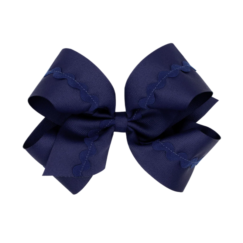 Wee Ones Wee Ones King Navy Ric-Rac Trim Bow