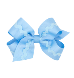 Wee Ones Wee Ones Medium Blue Ric-Rac Trim Bow