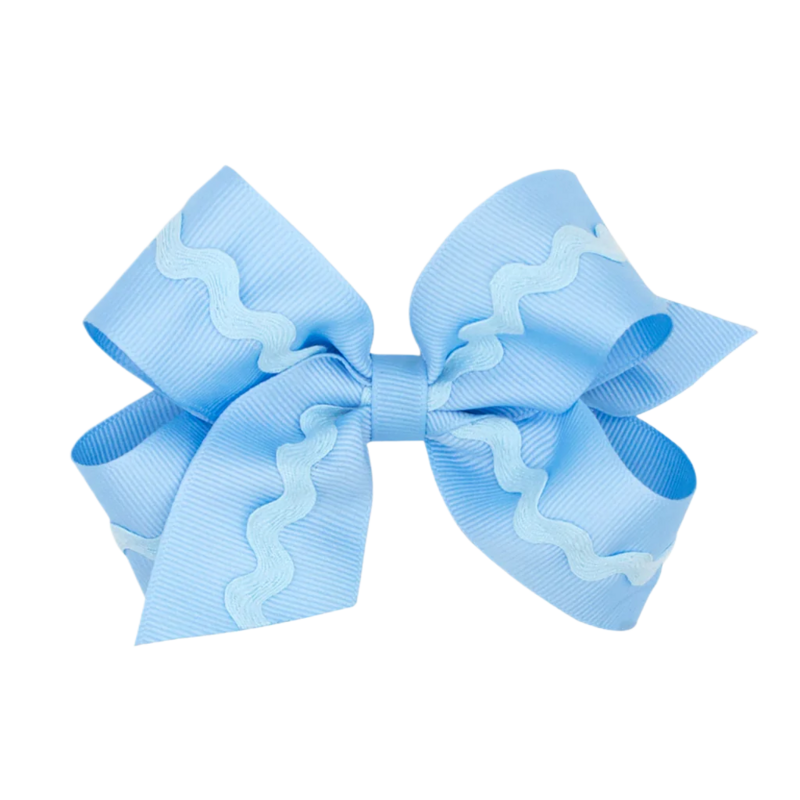 Wee Ones Wee Ones Medium Blue Ric-Rac Trim Bow