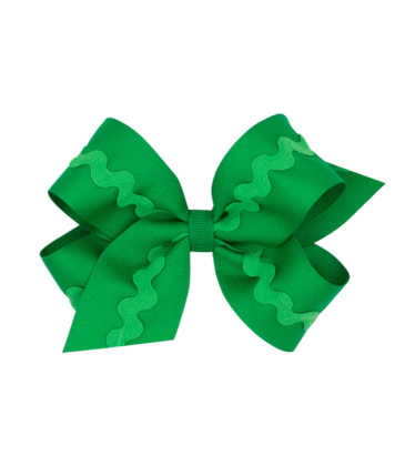 Wee Ones Wee Ones Medium Green Ric-Rac Trim Bow
