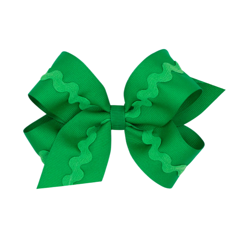 Wee Ones Wee Ones Medium Green Ric-Rac Trim Bow